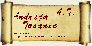 Andrija Tošanić vizit kartica